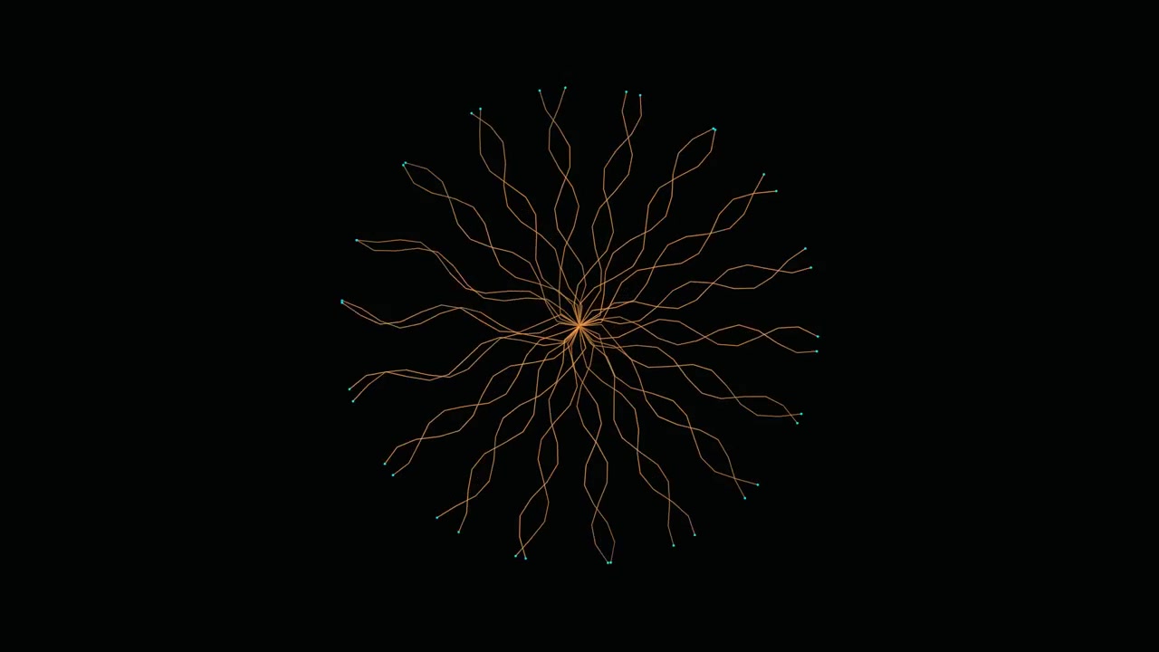 Abstract Golden Geometric Pattern Expanding and Contracting on Black Background
