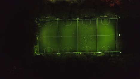 night aerial view of illuminated soccer field