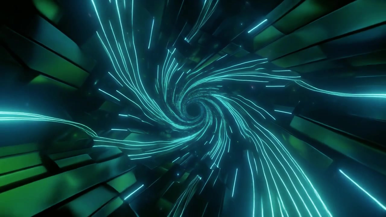 Abstract Digital Tunnel with Glowing Neon Light Streaks