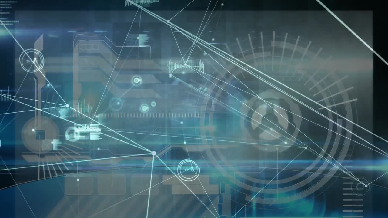 블랙 배경에 연결 네트워크와 데이터 처리의 애니메이션