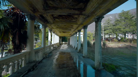 abandoned colonnade in a park