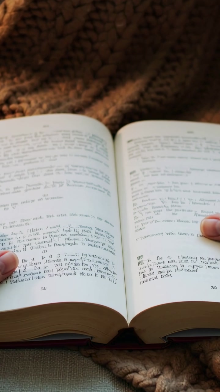 Close-up of a Person's Hands Turning Pages of an Open Book