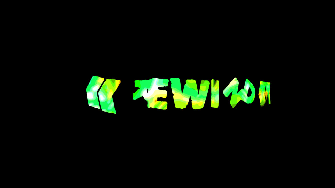Dynamic Rewind Word with Vibrant Liquid Animation