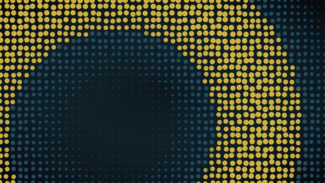 Abstract Motion Background with Moving Yellow Dots on Dark Grid