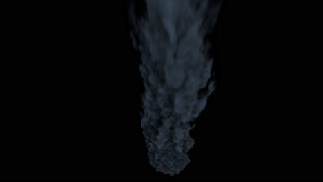 Meteor-smoke-from-top-view,-transparent-background