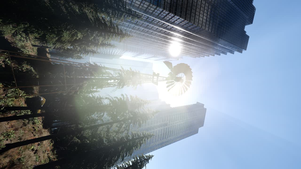 ladera del bosque y la ciudad