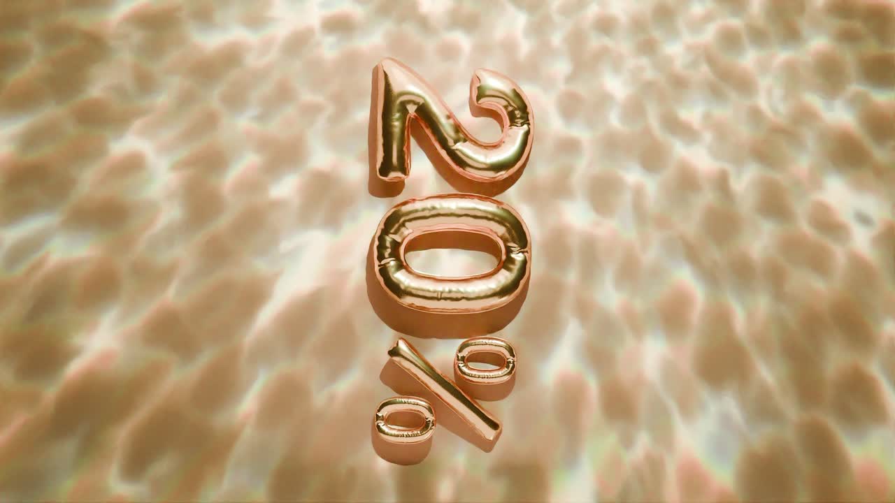 물 위에 떠다니는 황금색 20%는 노란색 배경에 수직으로 파동됩니다.