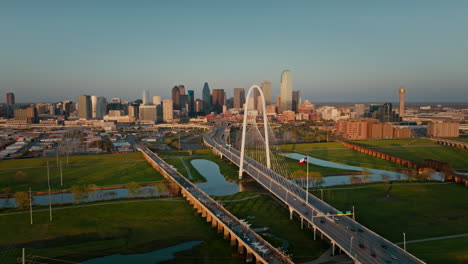 aerial above margaret hunt hill bridge