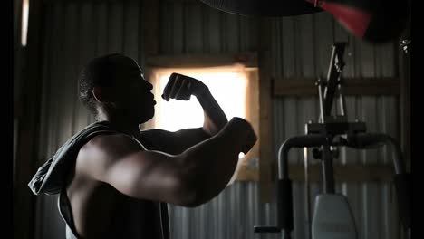 african american male boxer practicing boxing in fitness studio 4k