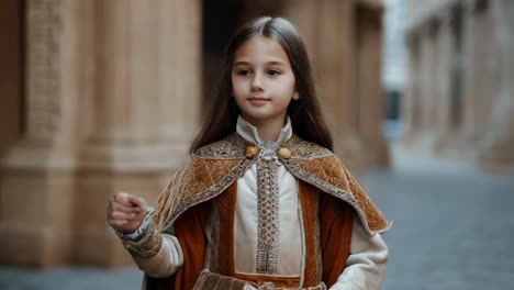 una joven con traje medieval.