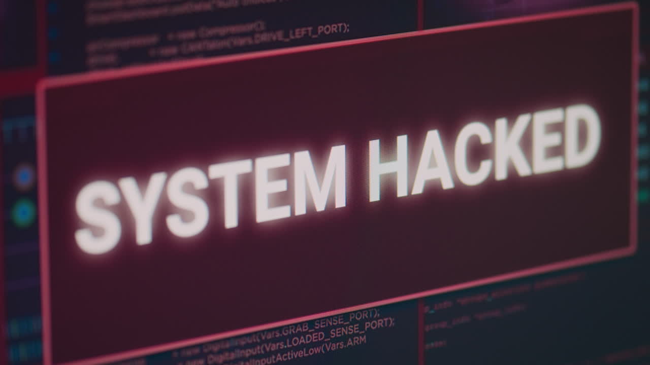Hacked system alert message flashing on computer screen
