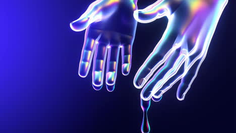 transparent hands on blue background