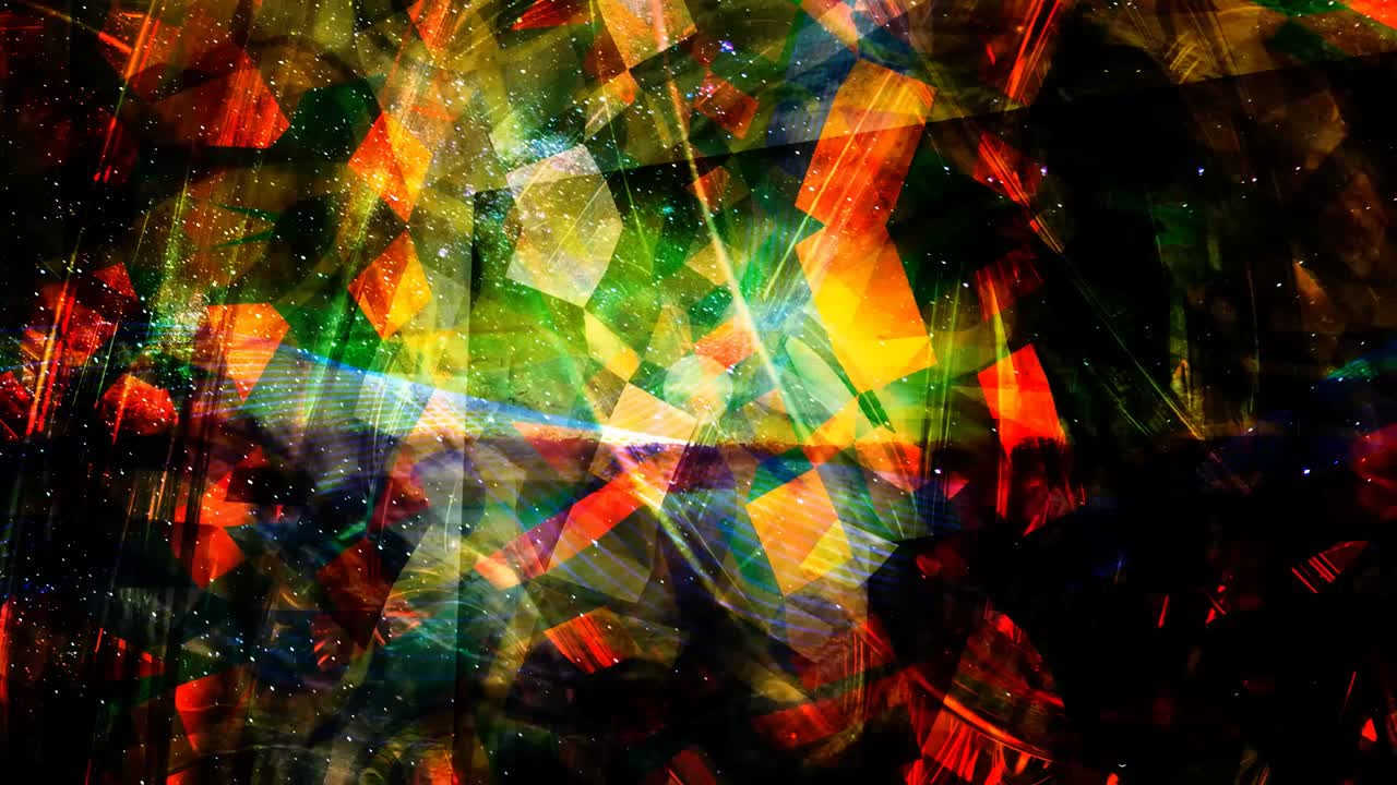 formas geométricas brillantes con un paisaje estelar fluido - animación de fondo de movimiento de bucle sin costuras de 4k