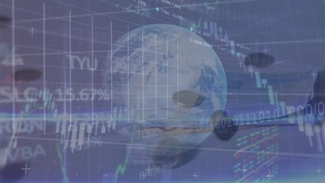 animación del procesamiento de datos financieros en todo el mundo y en la red