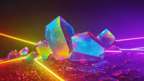colorful glowing crystals