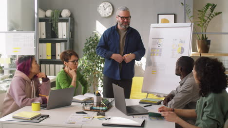 Leitender-Geschäftsmann-Hält-Präsentation-Vor-Team-Bei-Bürobesprechung