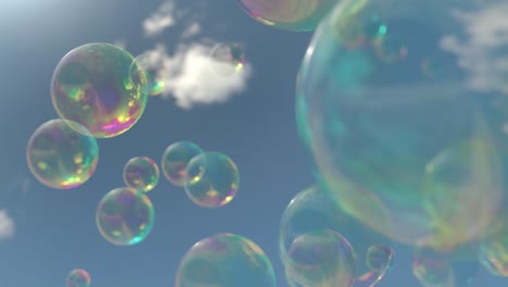 soap bubbles sky 3d render animation