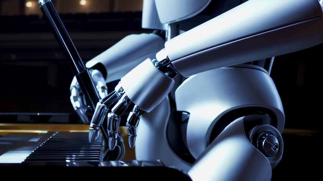 Robot Playing Piano in a Concert Hall