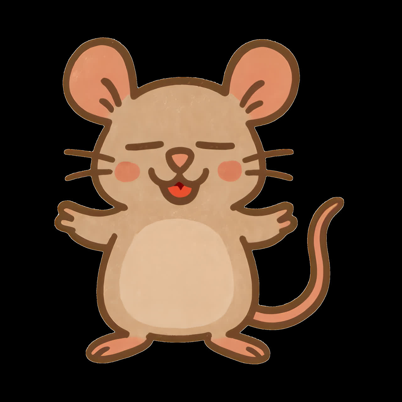 かわいい漫画のネズミのイラストアニメーションで、分離された素材、透明な4K動画、アルファチャンネル。