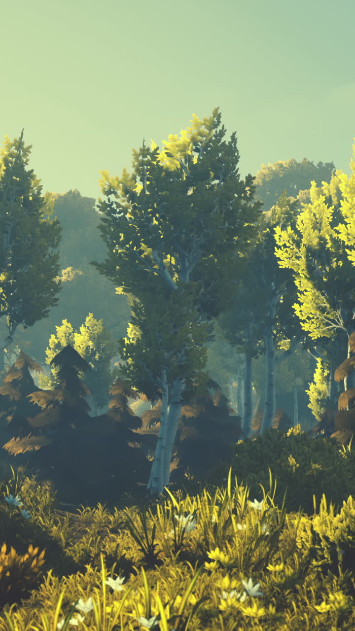 해가 뜨는 은 숲 풍경