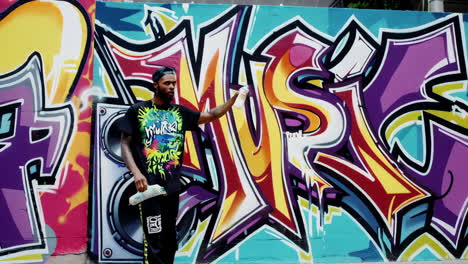 graffiti artist painting a mural