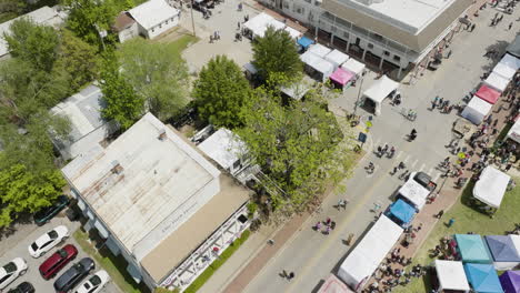 dogwood festival in siloam springs, arkansas, usa - aerial drone shot