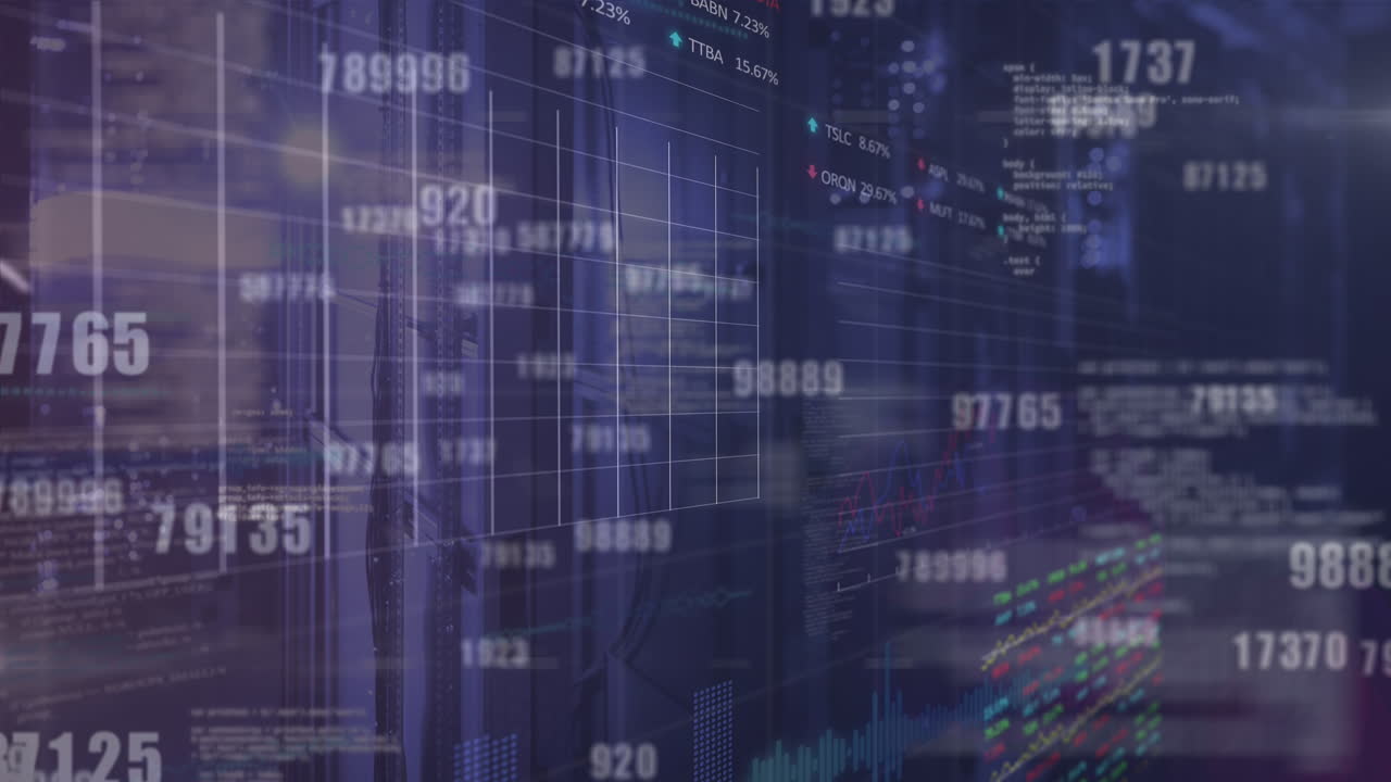 Animation of data processing over server room