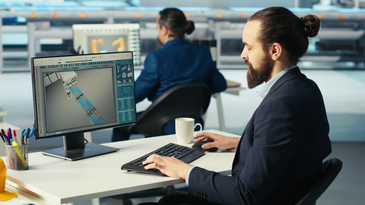 ingeniero en una fábrica de fotovoltaica revisión de papeleo para diagnosticar sistemas