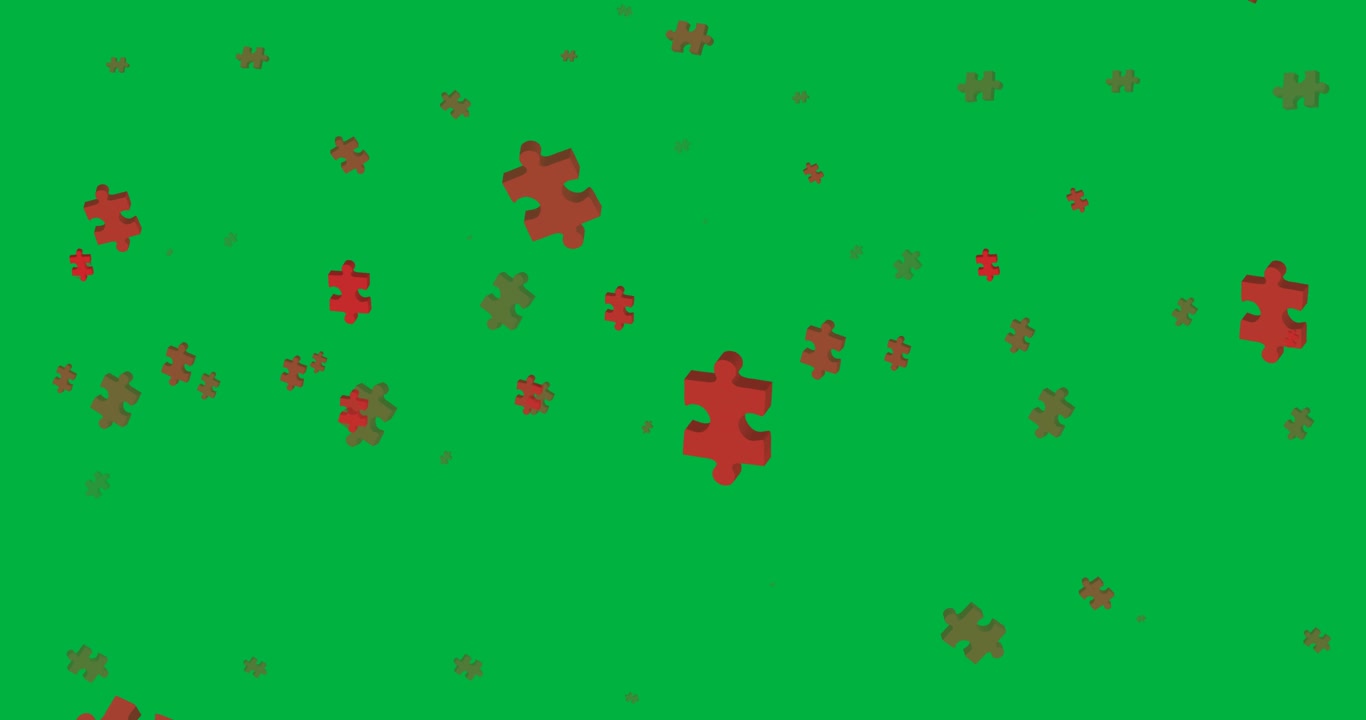 Grafica icona rossa per la Giornata Nazionale del Puzzle su sfondo nero