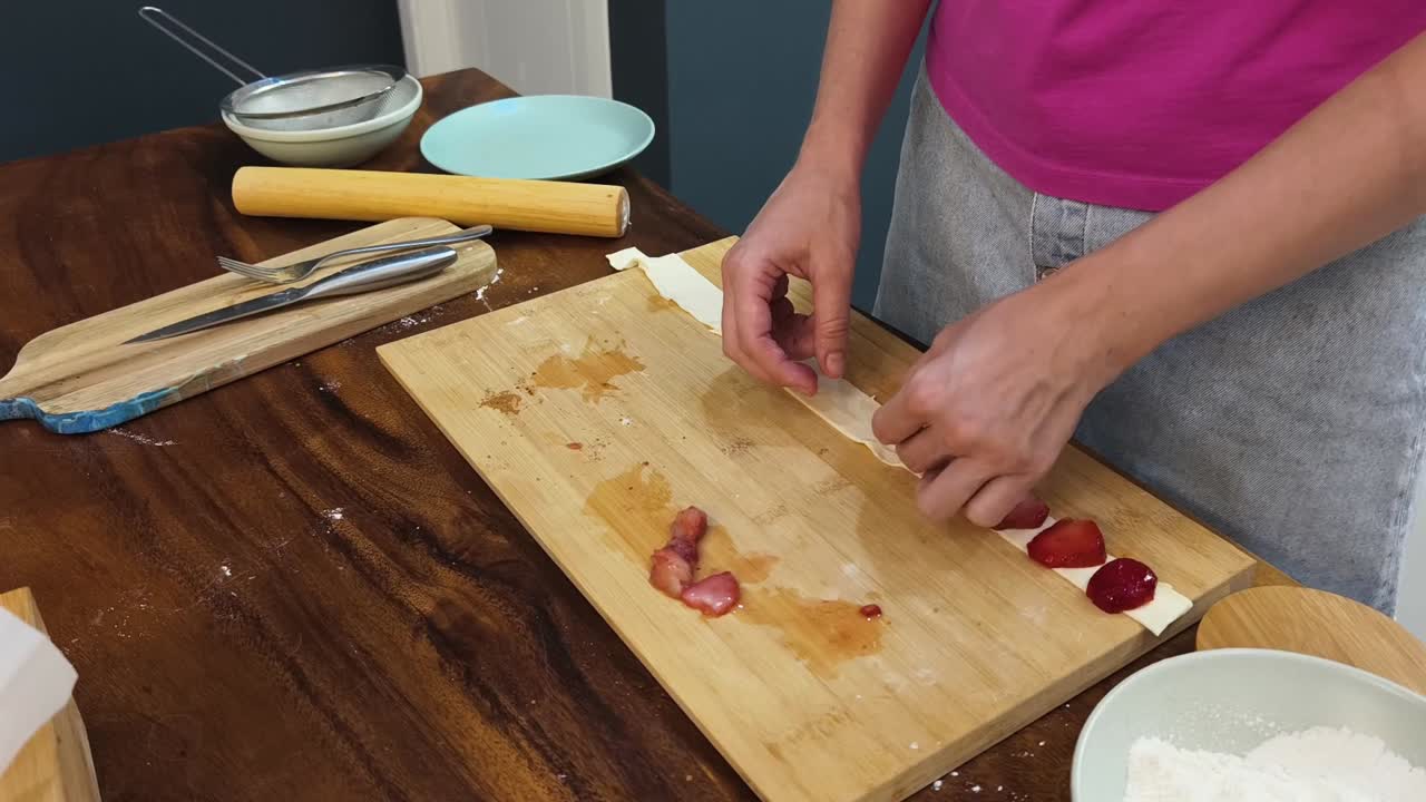 Preparing Strawberry Pastries