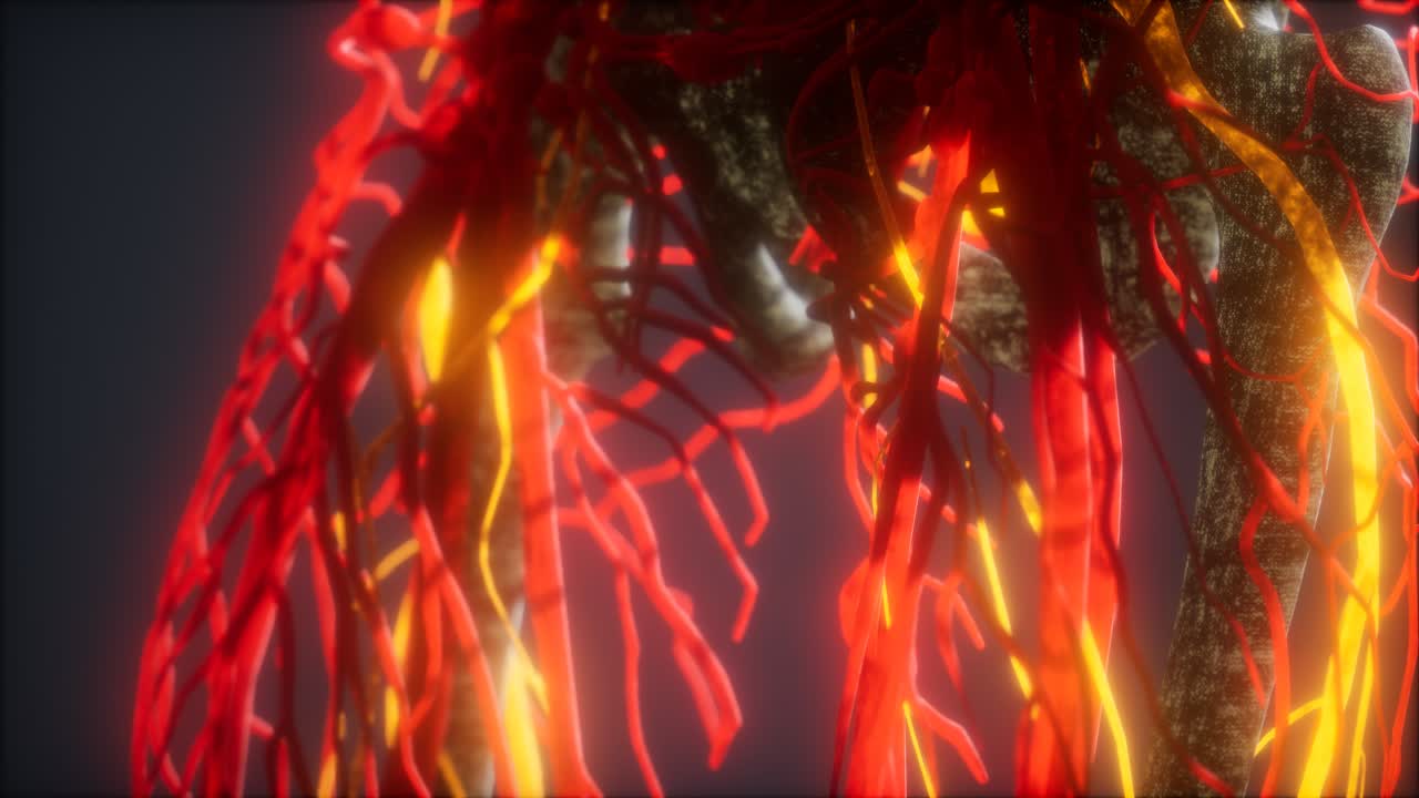 심장 과 혈관 의 3d 로 제작 된 의학적 으로 정확 한 애니메이션