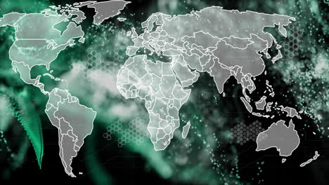 animazione della rete di connessioni con la mappa del mondo su sfondo nero
