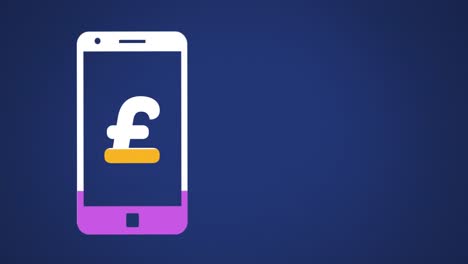 Pound-sterling-symbol-on-smartphone-screen-filling-up-with-colours-4k