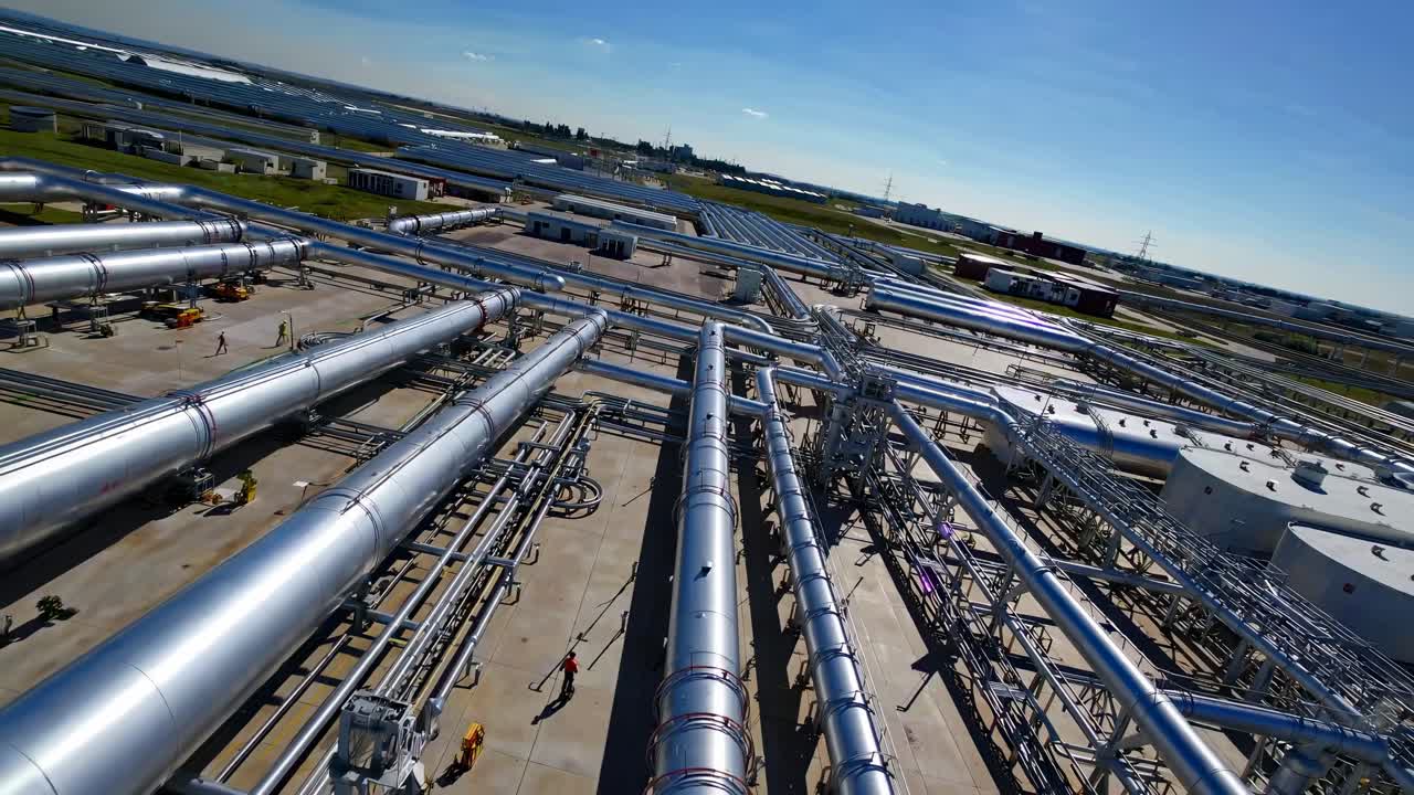 Complesso industriale con un esteso sistema di condotte