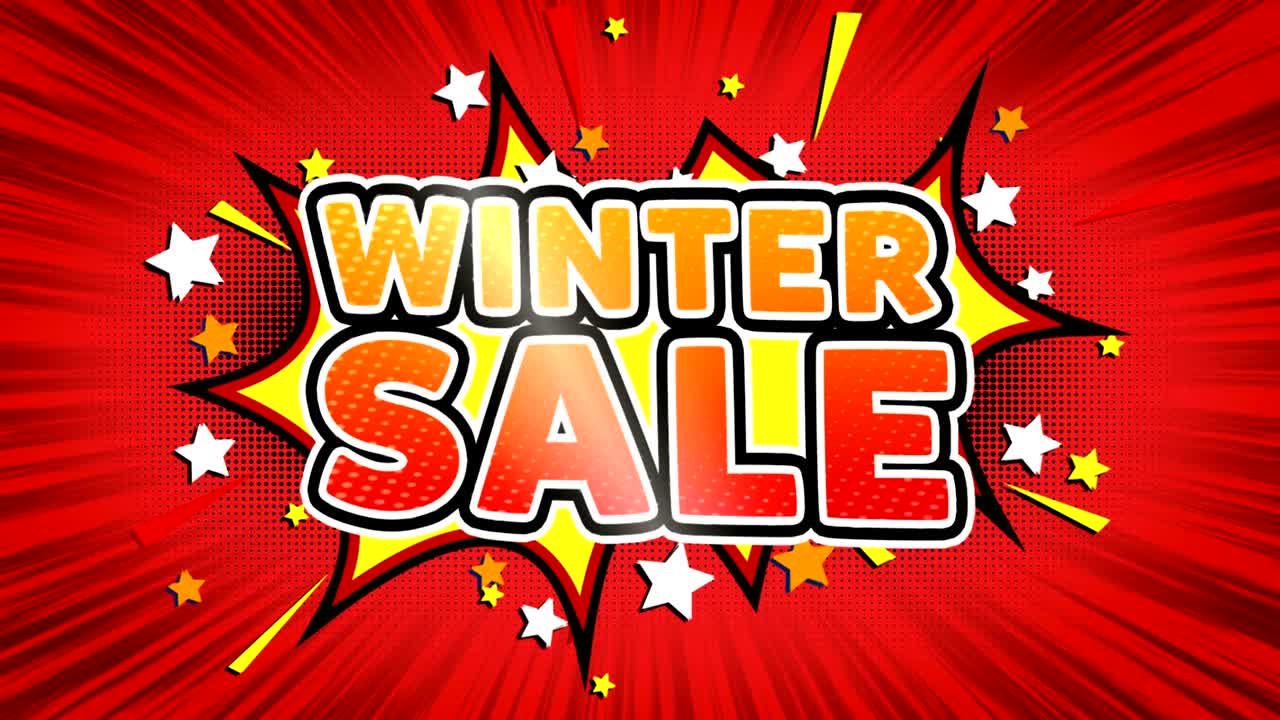 겨울 판매 단어 레트로 만화 버블 원활한 루프