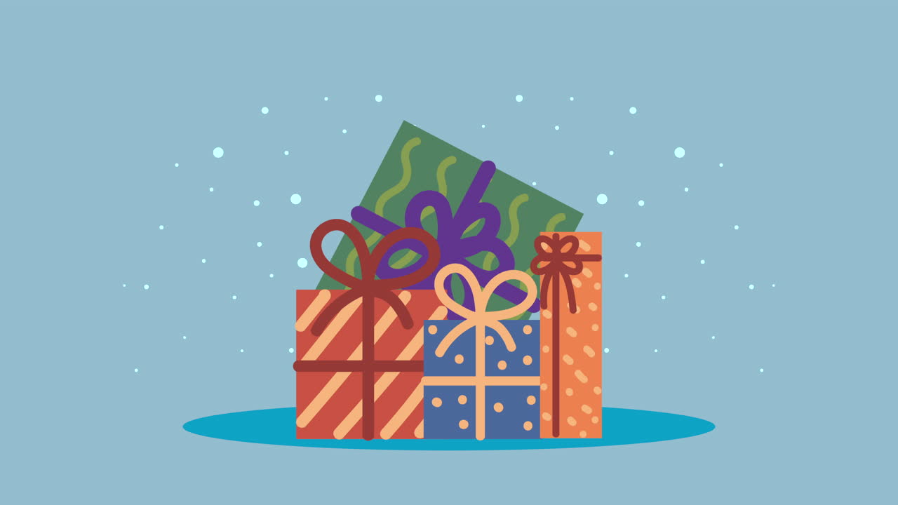 선물과 함께 메리 크리스마스 애니메이션
