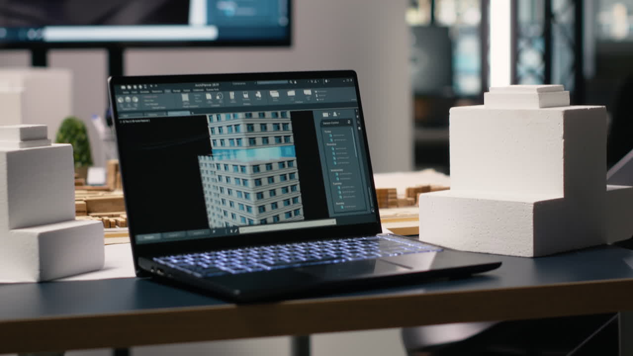 Vertical Video Quiet empty office space in a modern real estate development firm
