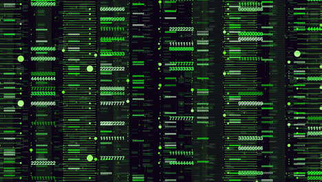 digital binary code with random neon led numbers on computer screen
