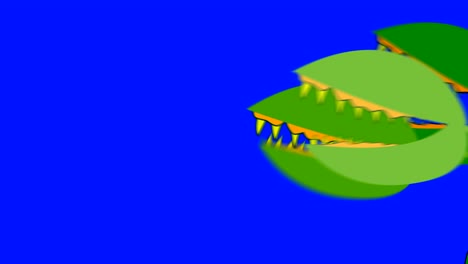 creepy venus fly traps attacking on a blue screen background