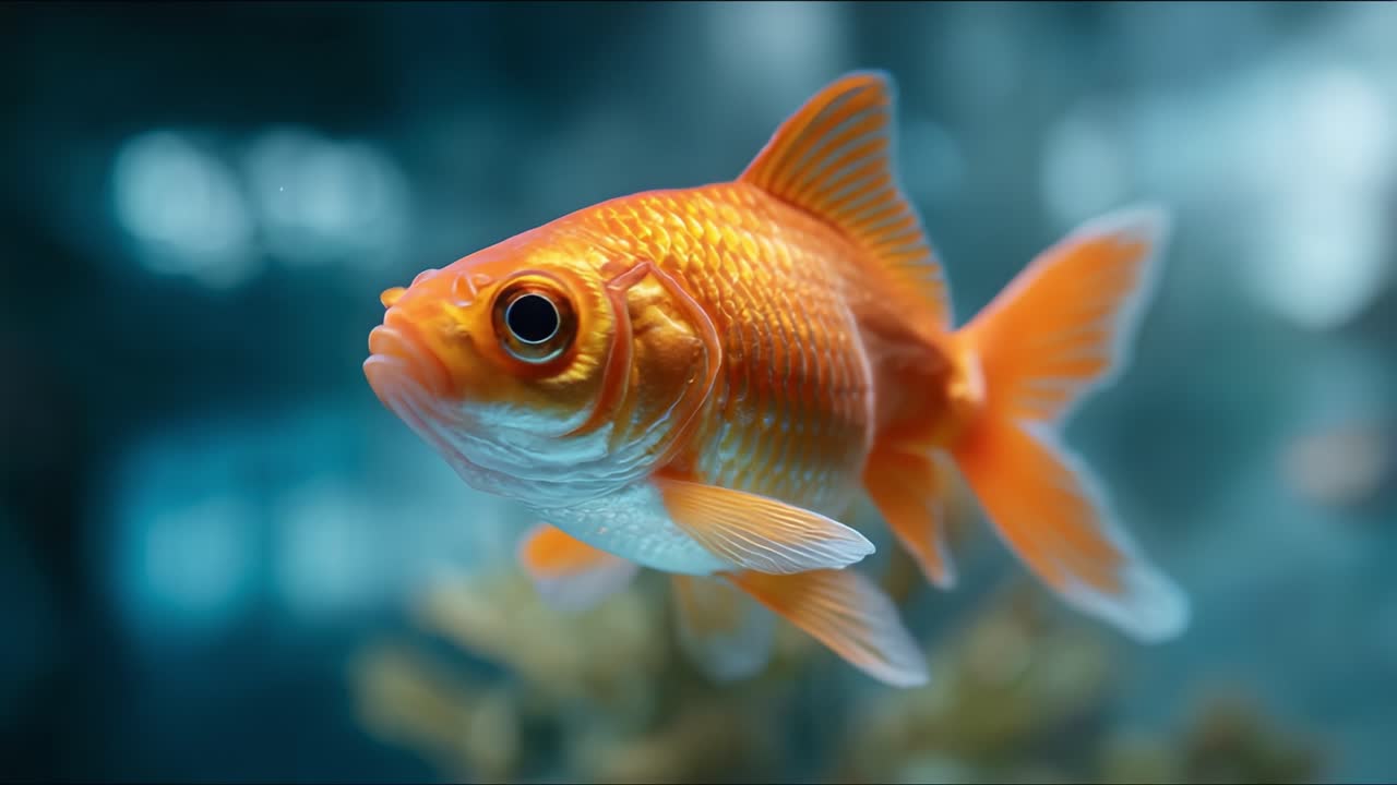 Un pesce arancione scintillante nuota con grazia nel suo habitat sottomarino, catturando la bellezza della vita acquatica con colori vivaci e dettagli squisiti.