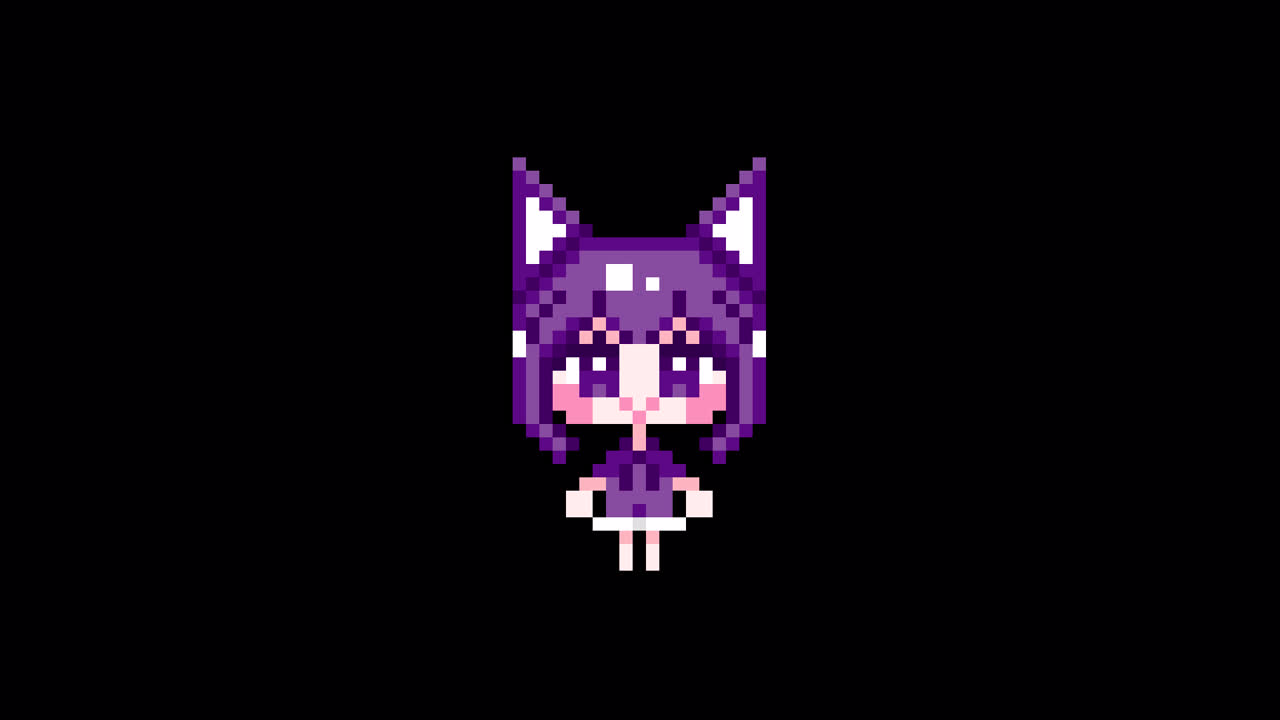 Pixel Cat girl Waiting short hair Looping animation. 1080p (8).mov