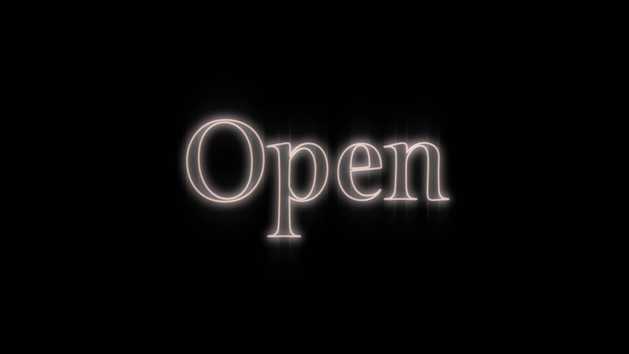Emerging white Open neon billboard 4k