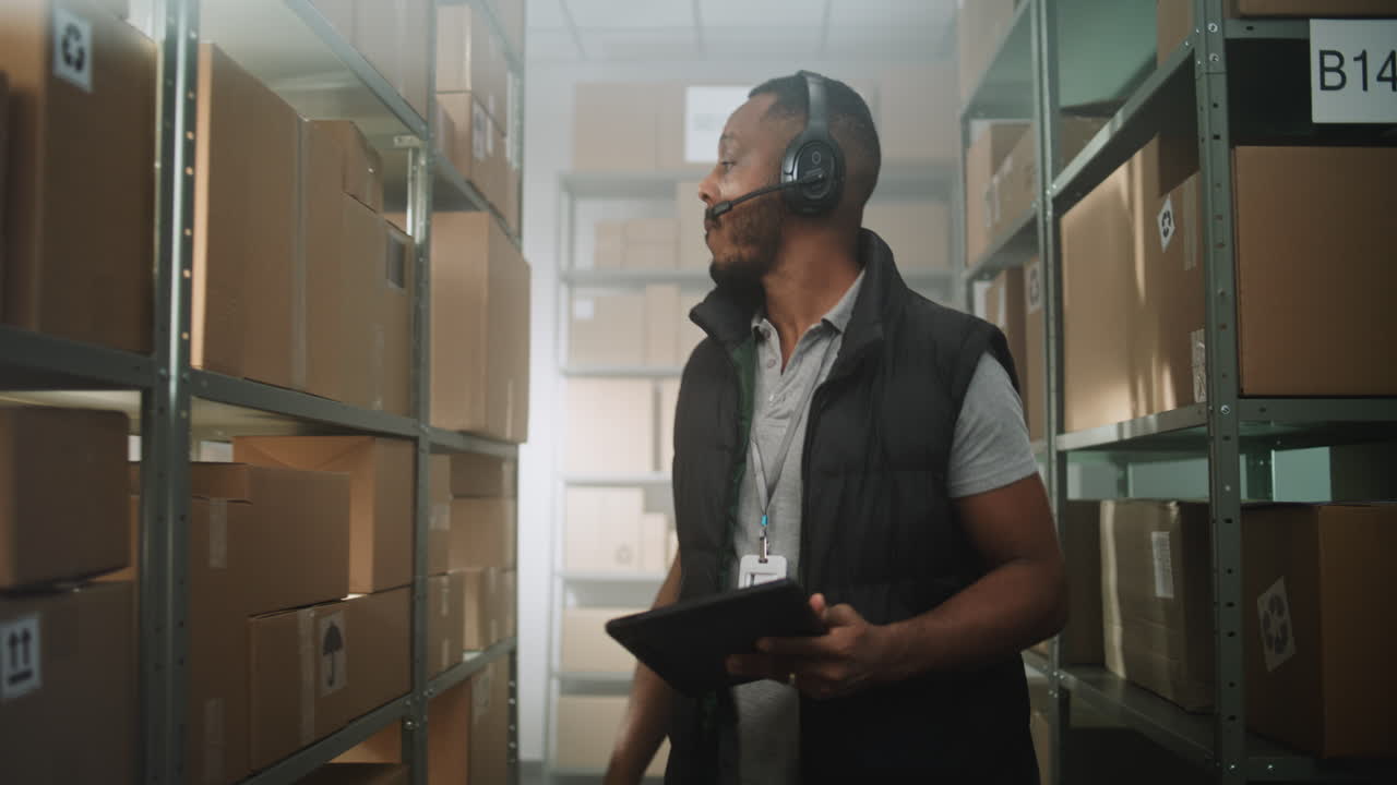 trabajador de almacén comprobando el inventario