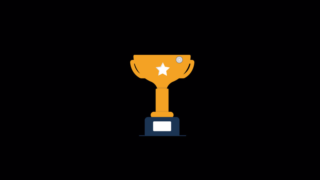 Animated Golden Trophy with Star Ribbon