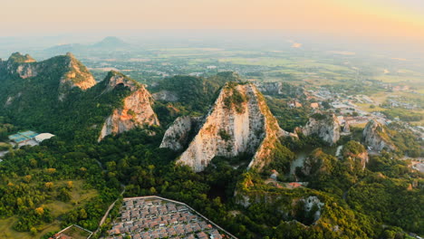 aerial view of mountainous landscape with residential area
