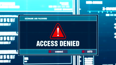 access denied warning notification on digital system security alert on computer screen