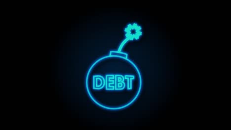 cartoon business card with debt bomb. business concept. motion graphic