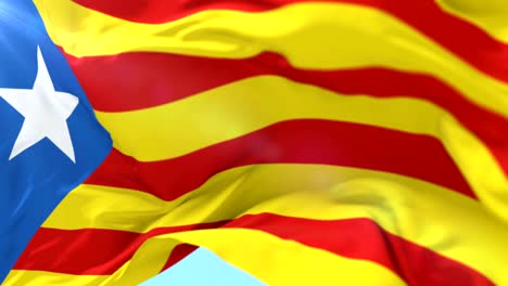 estelada blava flag, catalonia republic, in slow motion, loop