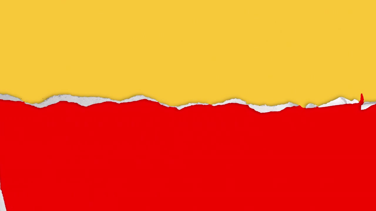 Torn Paper Transition Revealing Red Background Over Yellow