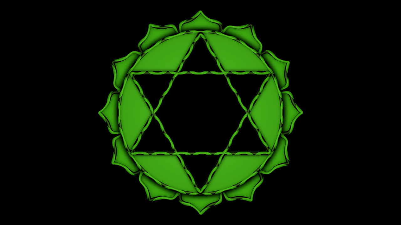 Glowing high-quality animated Heart Chakra with alpha channel. Ideal for love, healing, and balance visuals.